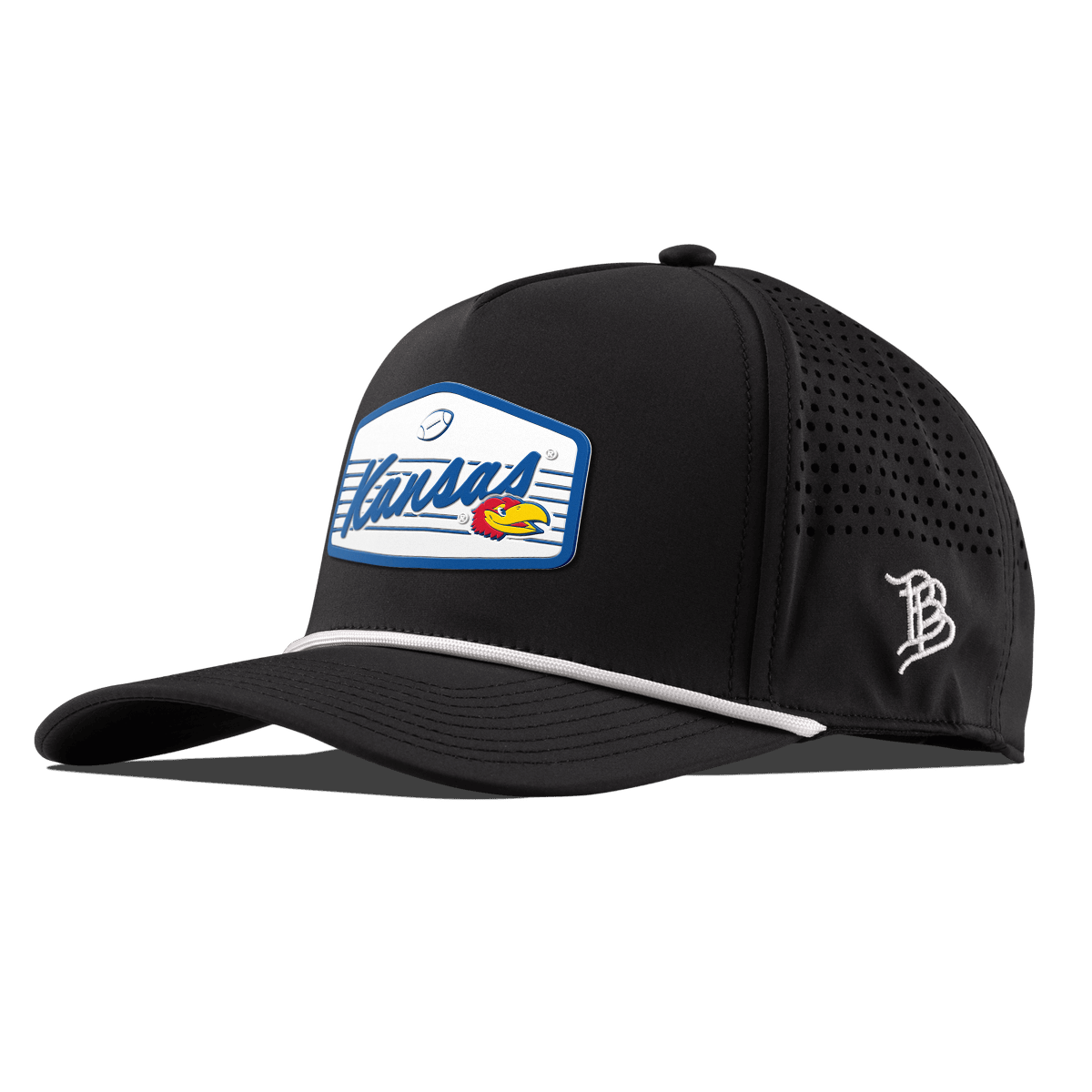 University of Kansas "Jayhawks Football" Curved 5 Panel Rope Black