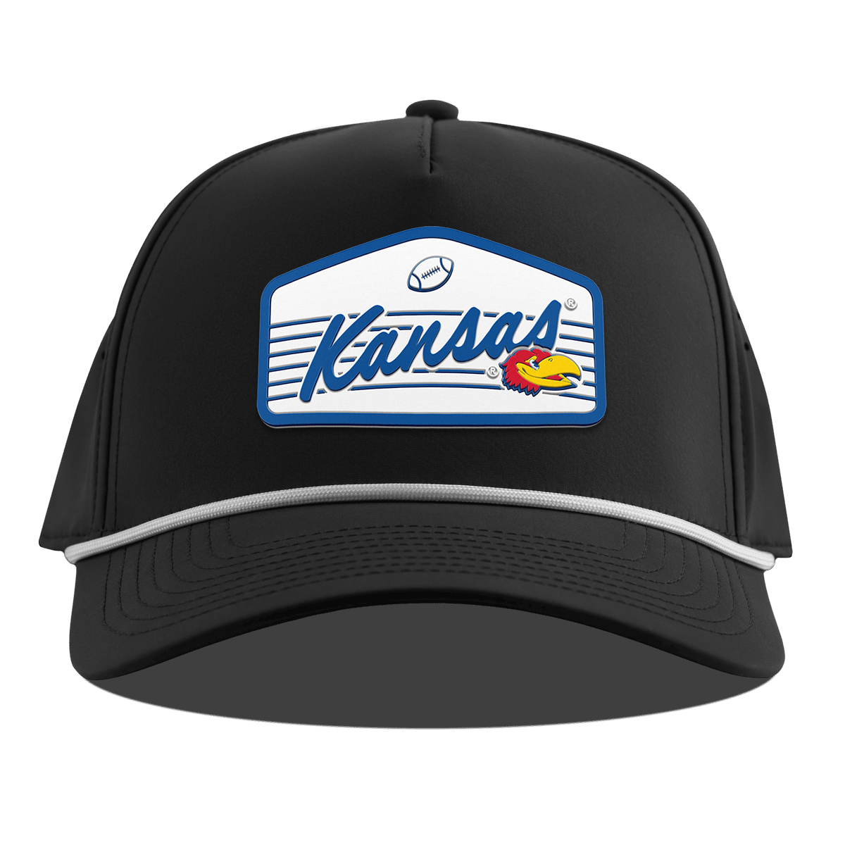 University of Kansas "Jayhawks Football" Curved 5 Panel Rope Black