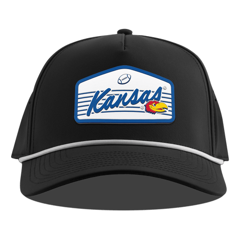 University of Kansas "Jayhawks Football" Curved 5 Panel Rope Black