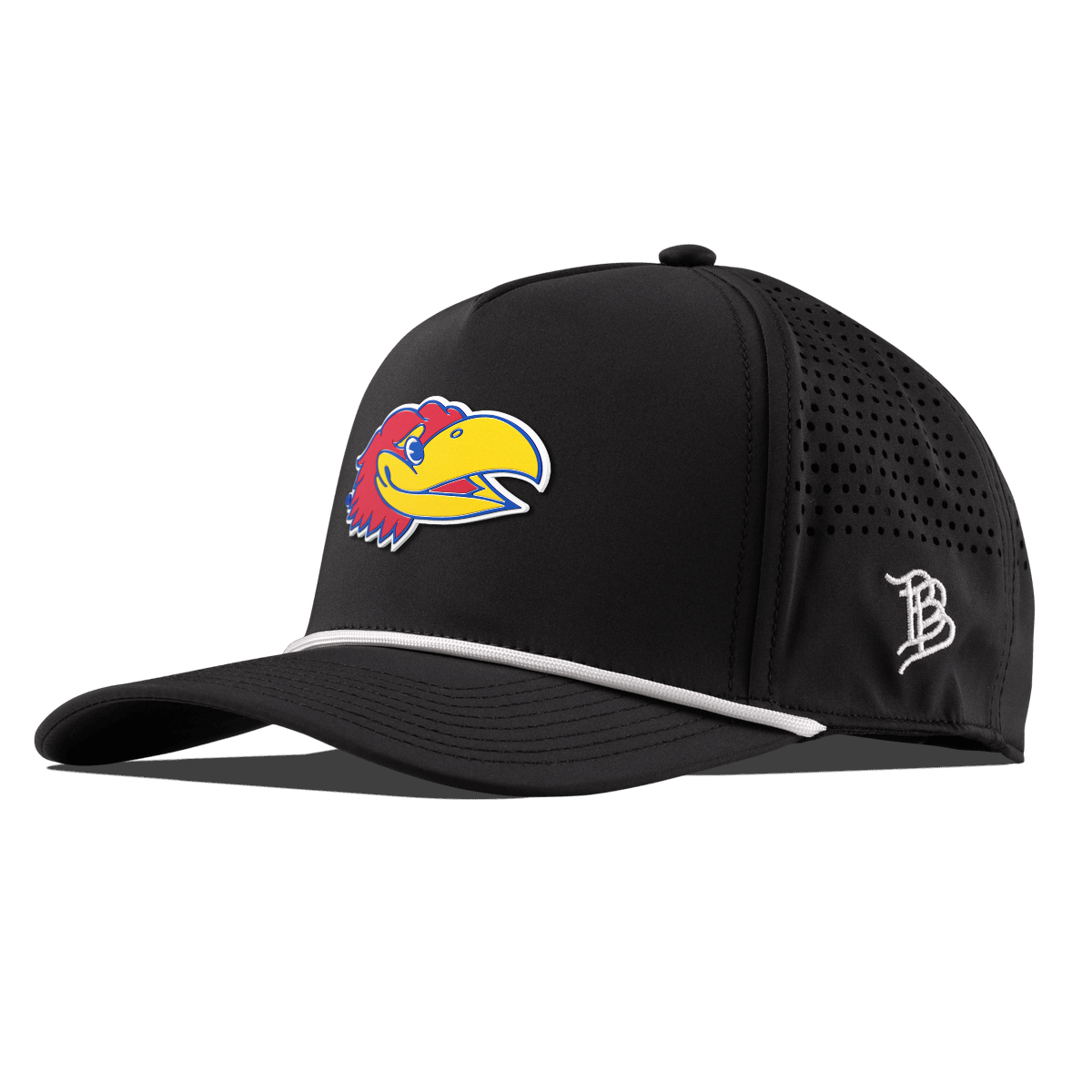 University of Kansas "KU Big Jay" Curved 5 Panel Rope Black