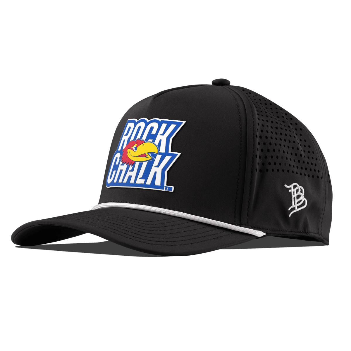 University of Kansas "Kansas Rock Chalk Block" Curved 5 Panel Rope Black