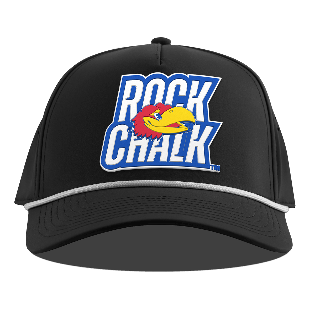 University of Kansas "Kansas Rock Chalk Block" Curved 5 Panel Rope Black