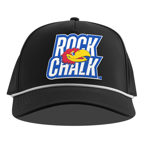 University of Kansas "Kansas Rock Chalk Block" Curved 5 Panel Rope Black