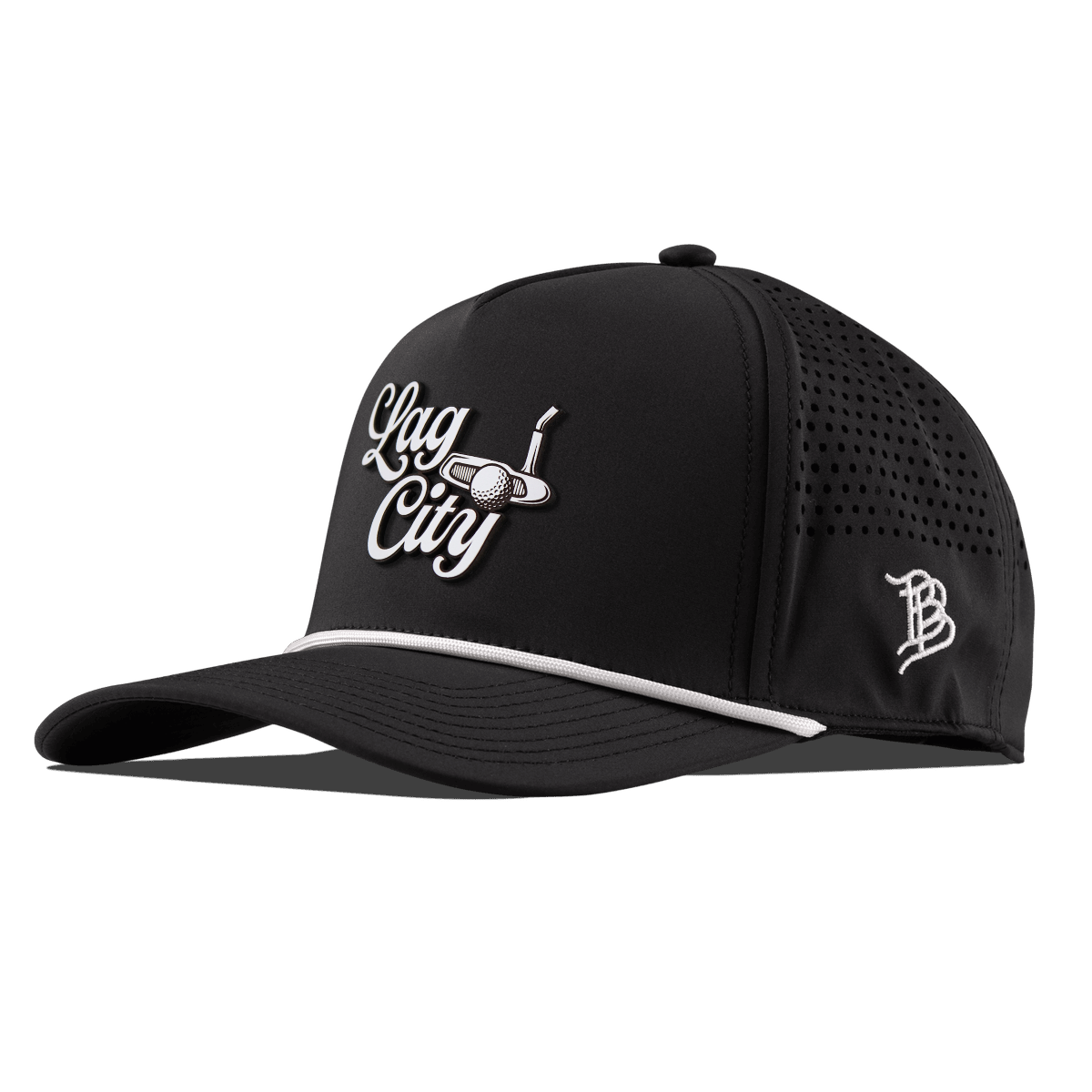 Lag City Script Curved 5 Panel Rope Black