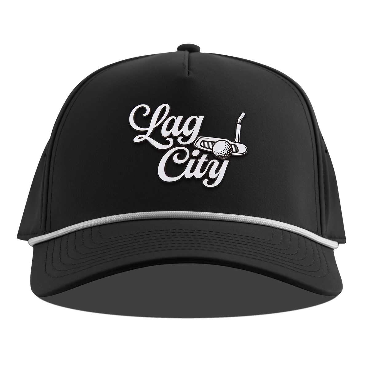 Lag City Script Curved 5 Panel Rope Black