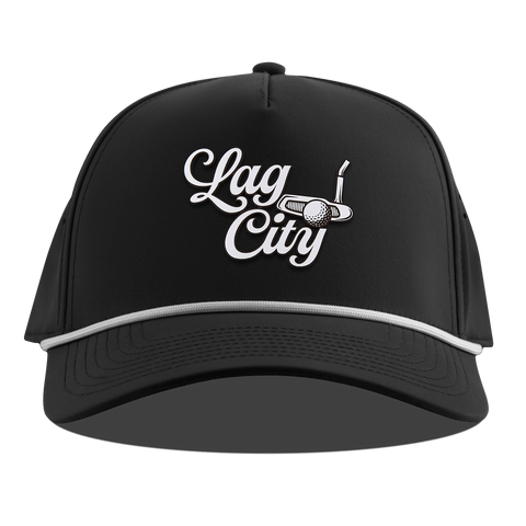 Lag City Script Curved 5 Panel Rope Black