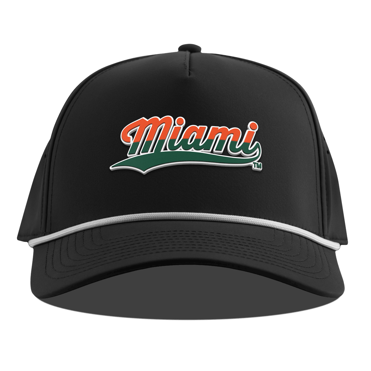 University of Miami "Miami Script" Curved 5 Panel Rope Black