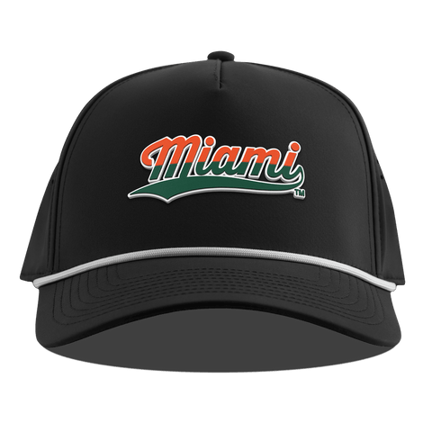 University of Miami "Miami Script" Curved 5 Panel Rope Black