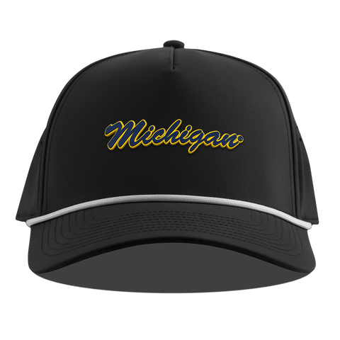 University of Michigan "Michigan Script" Curved 5 Panel Rope Black