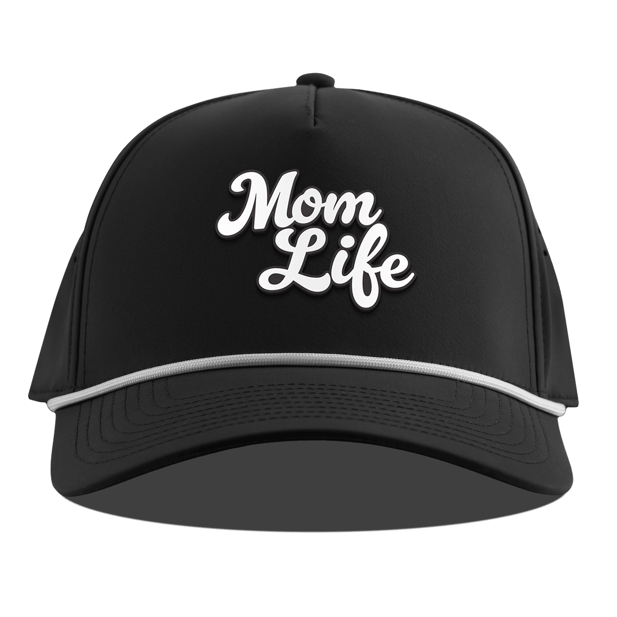 Mom Life Script Curved 5 Panel Rope Black