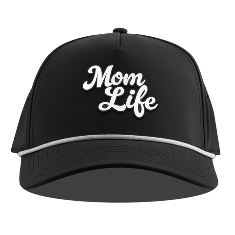 Mom Life Script Curved 5 Panel Rope Black