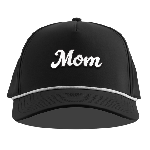 Mom Script Curved 5 Panel Rope Black