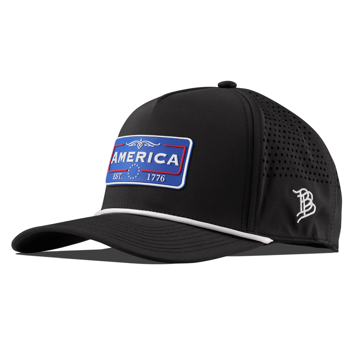 National Pride Curved 5 Panel Rope Back Black/White