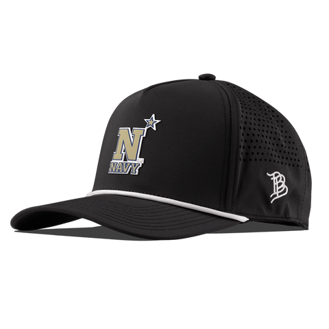 United States Naval Academy "Naval Academy Team Logo Gold" Curved 5 Panel Rope Black