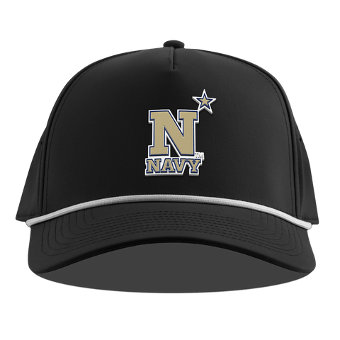 United States Naval Academy "Naval Academy Team Logo Gold" Curved 5 Panel Rope Black