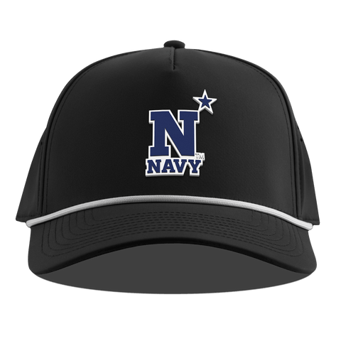 United States Naval Academy "Naval Academy Team Logo Navy" Curved 5 Panel Rope Black