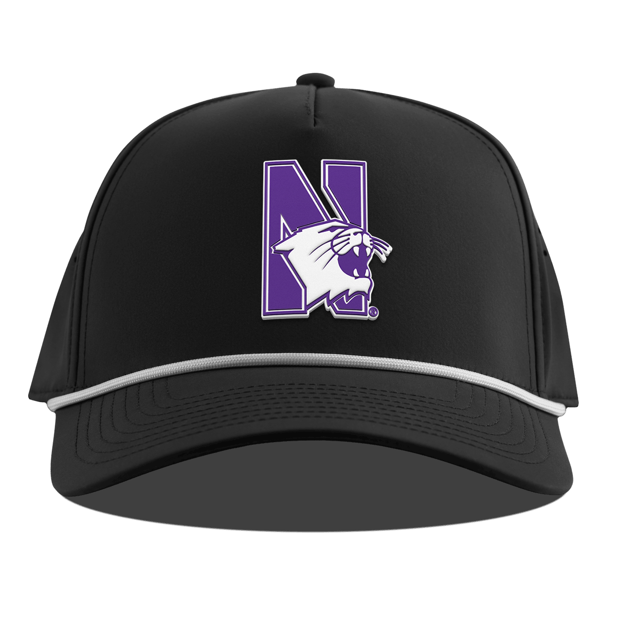 Northwestern University "Northwestern Block Logo" Curved 5 Panel Rope Black