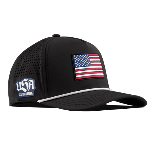 Old Glory USA Skateboarding Curved 5 Panel Rope | hover: Black 