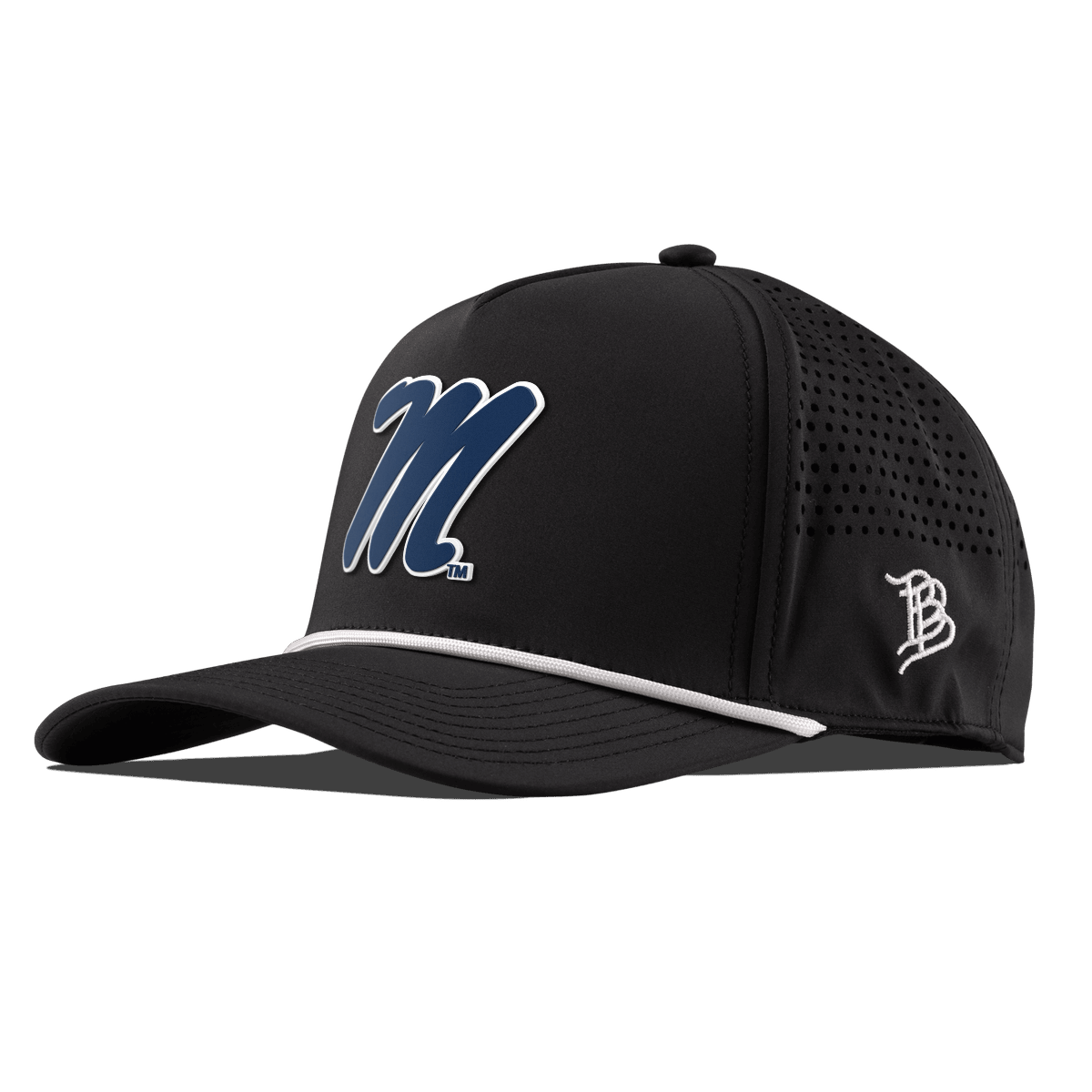 University of Mississippi "Ole Miss Block M Navy" Curved 5 Panel Rope Black