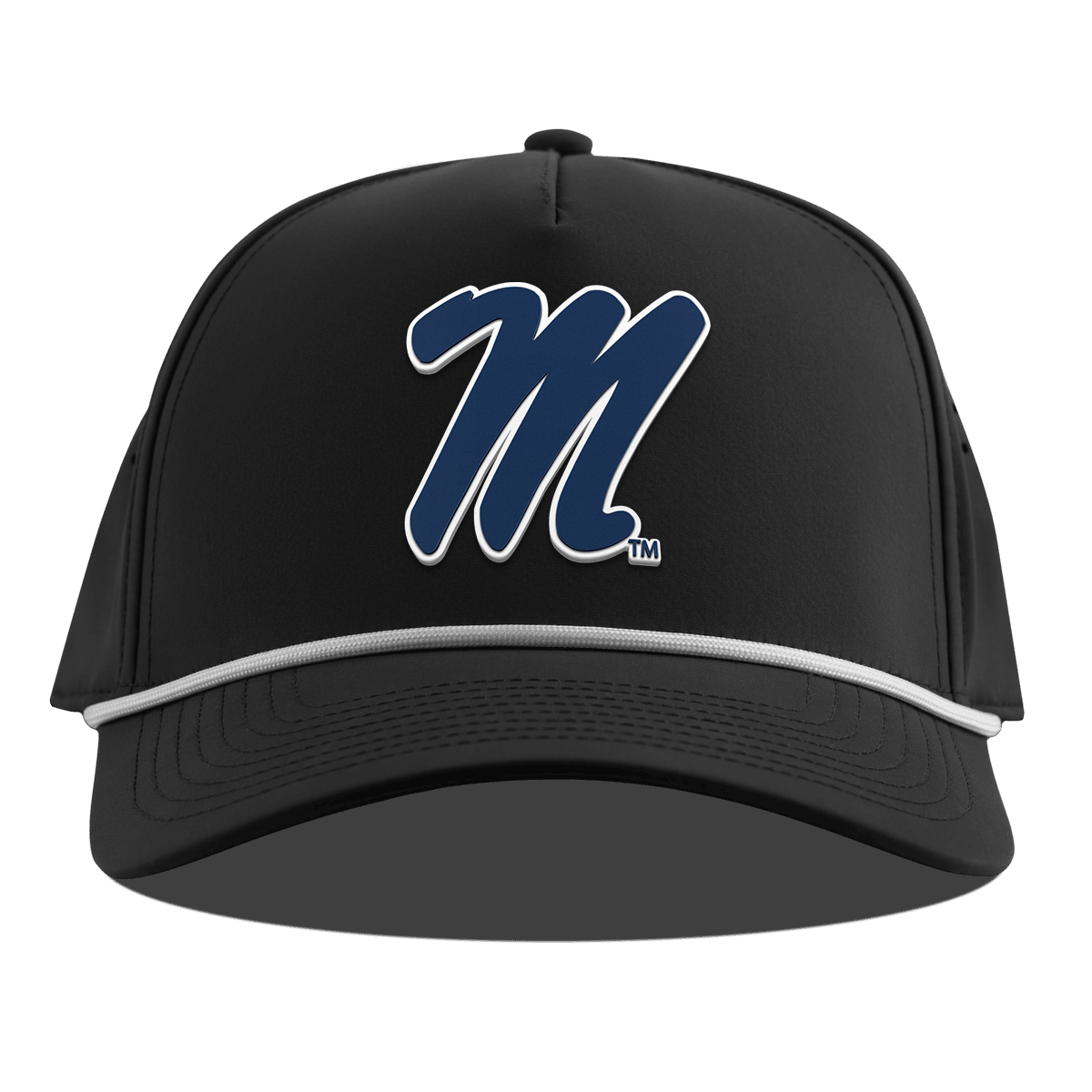 University of Mississippi "Ole Miss Block M Navy" Curved 5 Panel Rope Black
