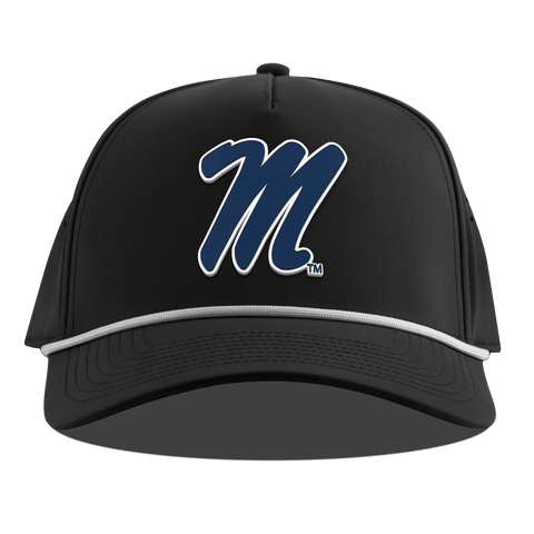 University of Mississippi "Ole Miss Block M Navy" Curved 5 Panel Rope Black
