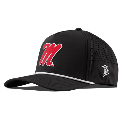 University of Mississippi "Ole Miss Block M Red" Curved 5 Panel Rope Black