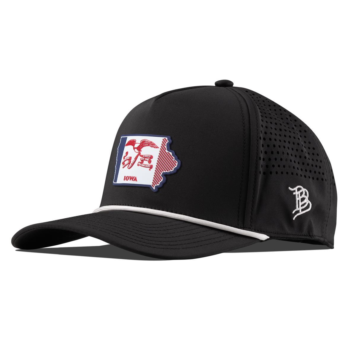 Iowa Patriot Series Curved 5 Panel Rope Black/White