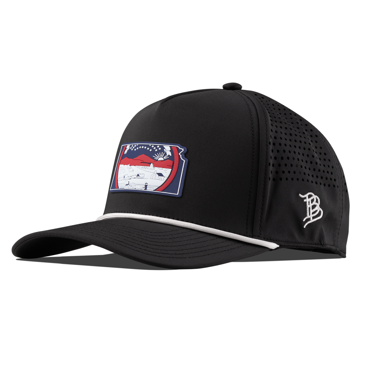 Kansas Patriot Series Curved 5 Panel Rope Black/White