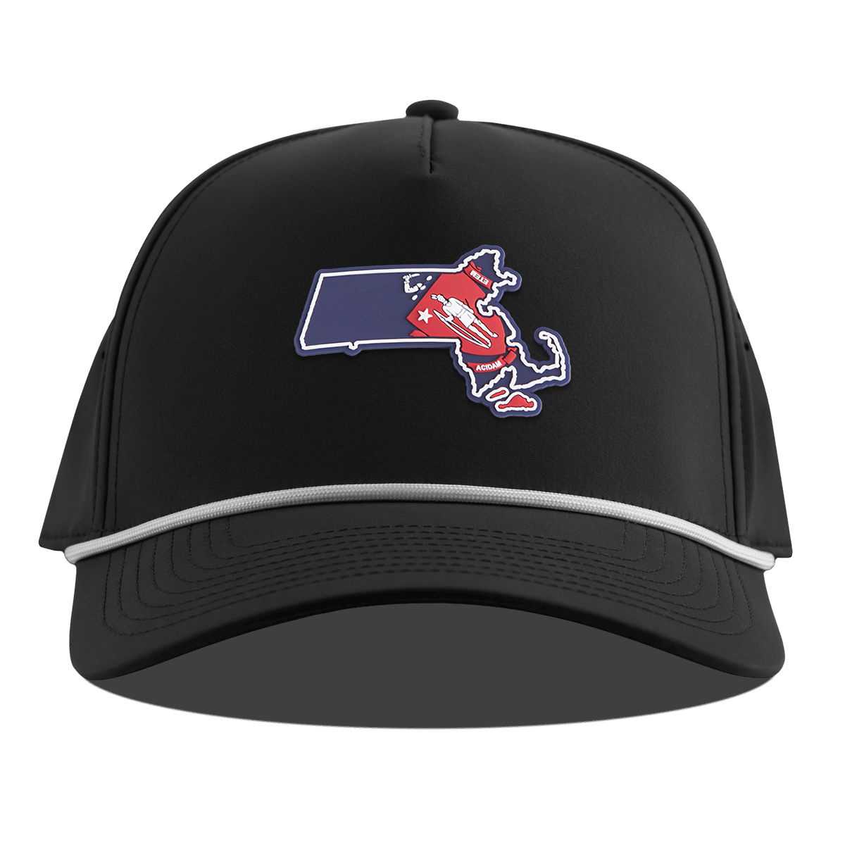 Massachusetts Patriot Series Curved 5 Panel Rope Black