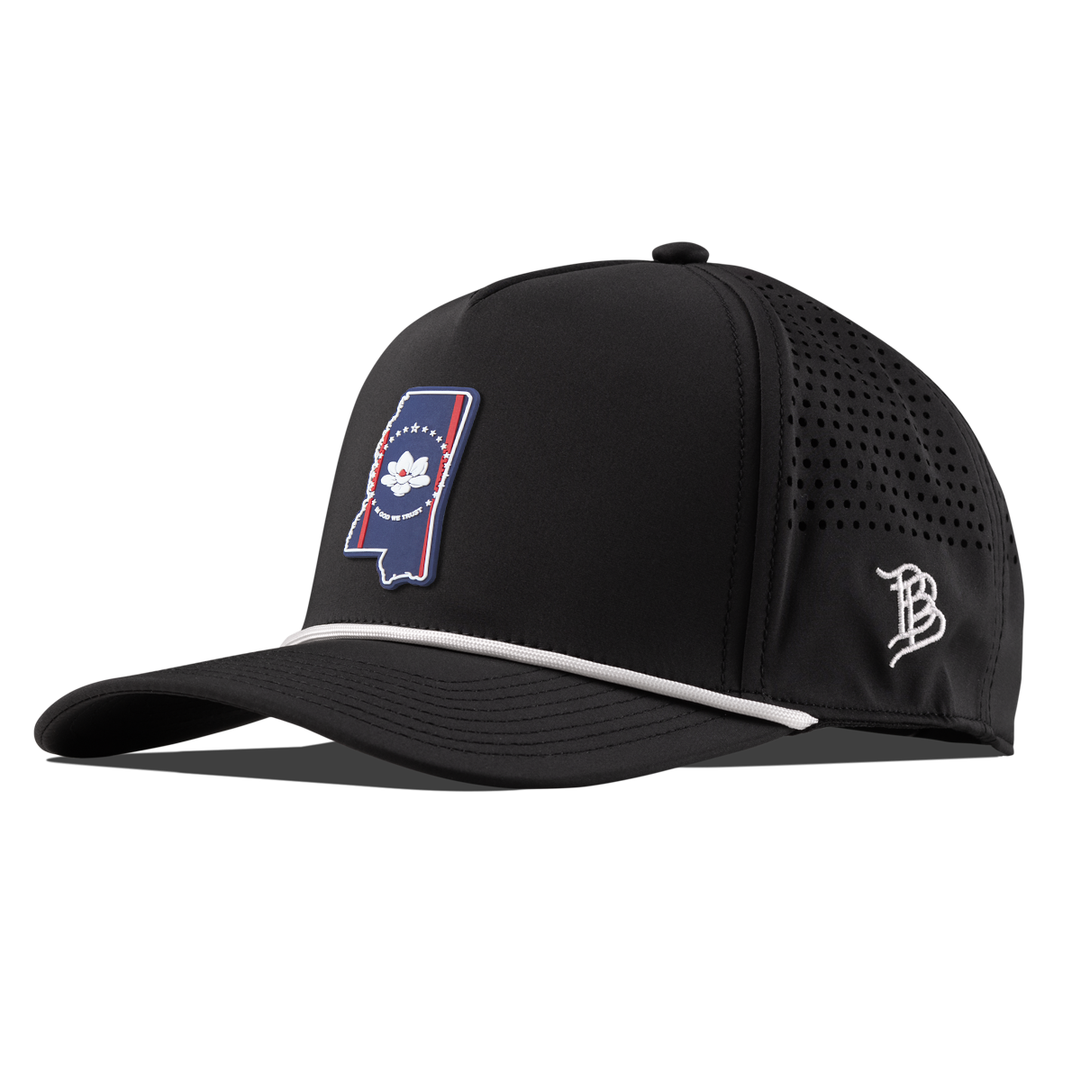 Mississippi Patriot Series Curved 5 Panel Rope Black/White