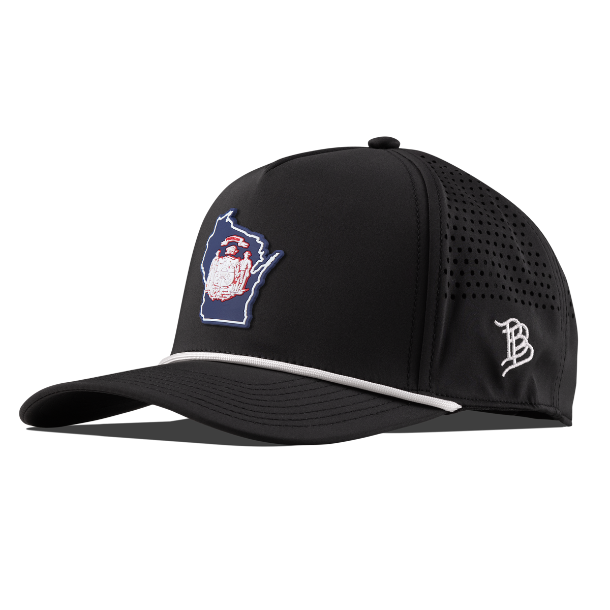 Wisconsin Patriot Series Curved 5 Panel Rope Black/White