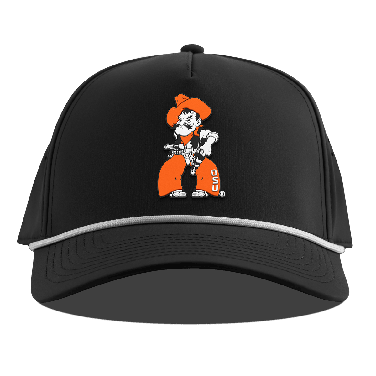 Oklahoma State University "Pistol Pete Quickdraw" Curved 5 Panel Rope Black