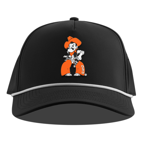 Oklahoma State University "Pistol Pete Quickdraw" Curved 5 Panel Rope Black
