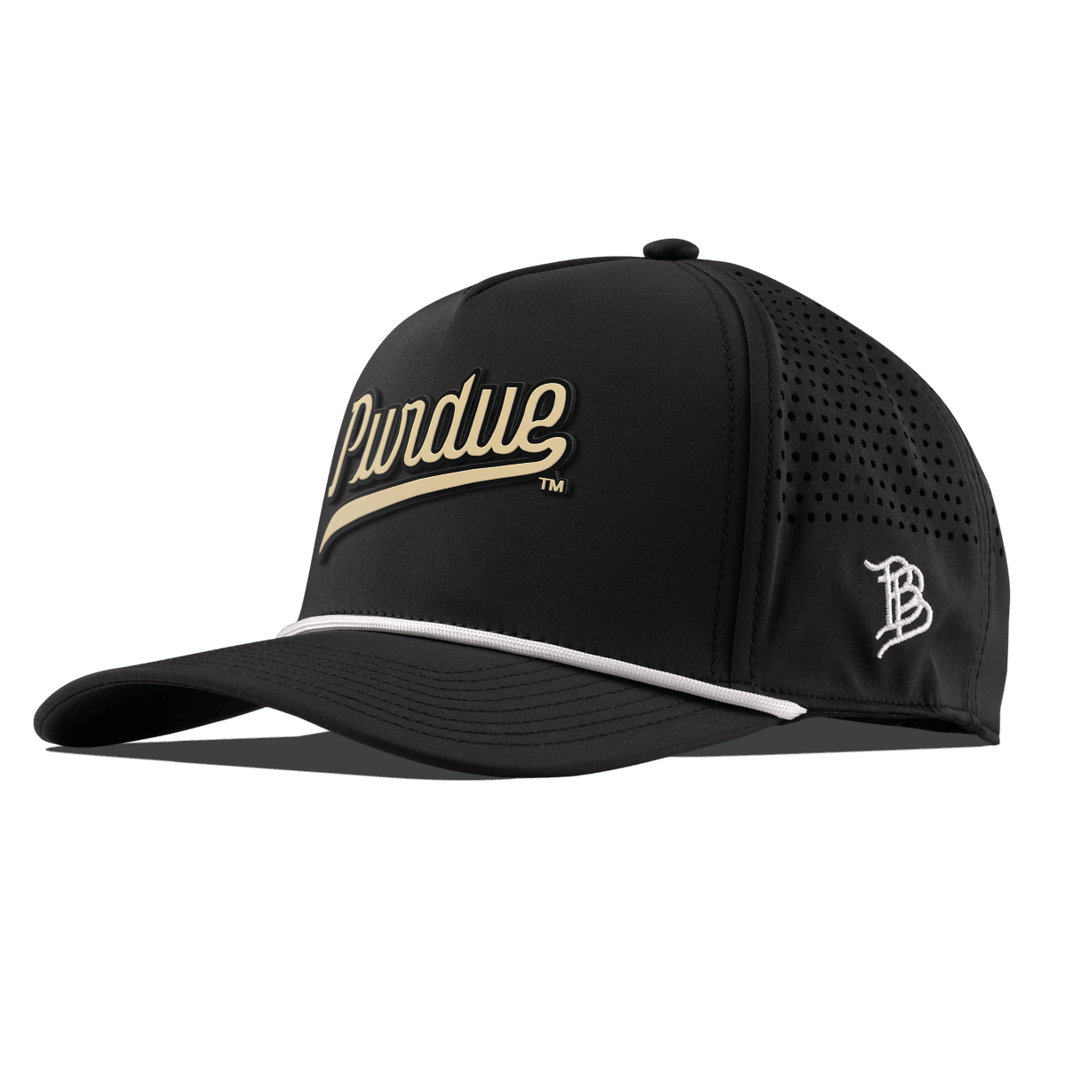 Purdue University "Purdue Script Gold" Curved 5 Panel Rope Black