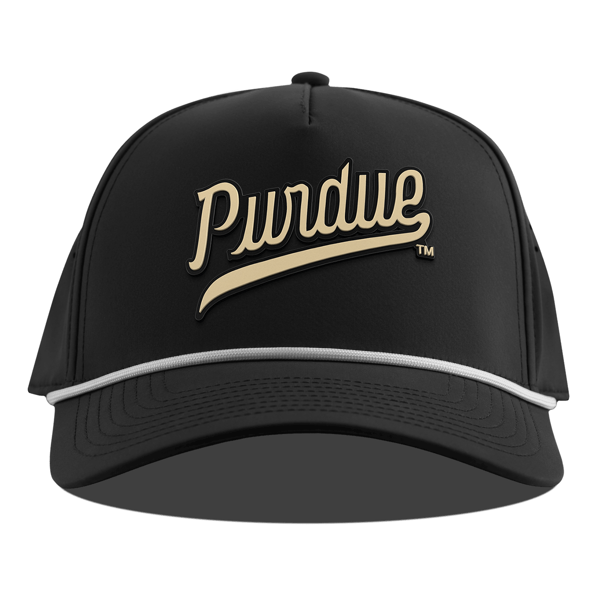 Purdue University "Purdue Script Gold" Curved 5 Panel Rope Black