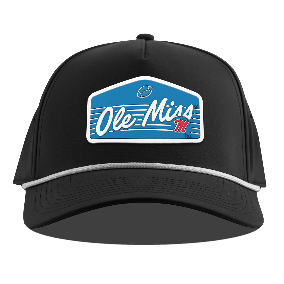 University of Mississippi "Rebel Football" Curved 5 Panel Rope Black