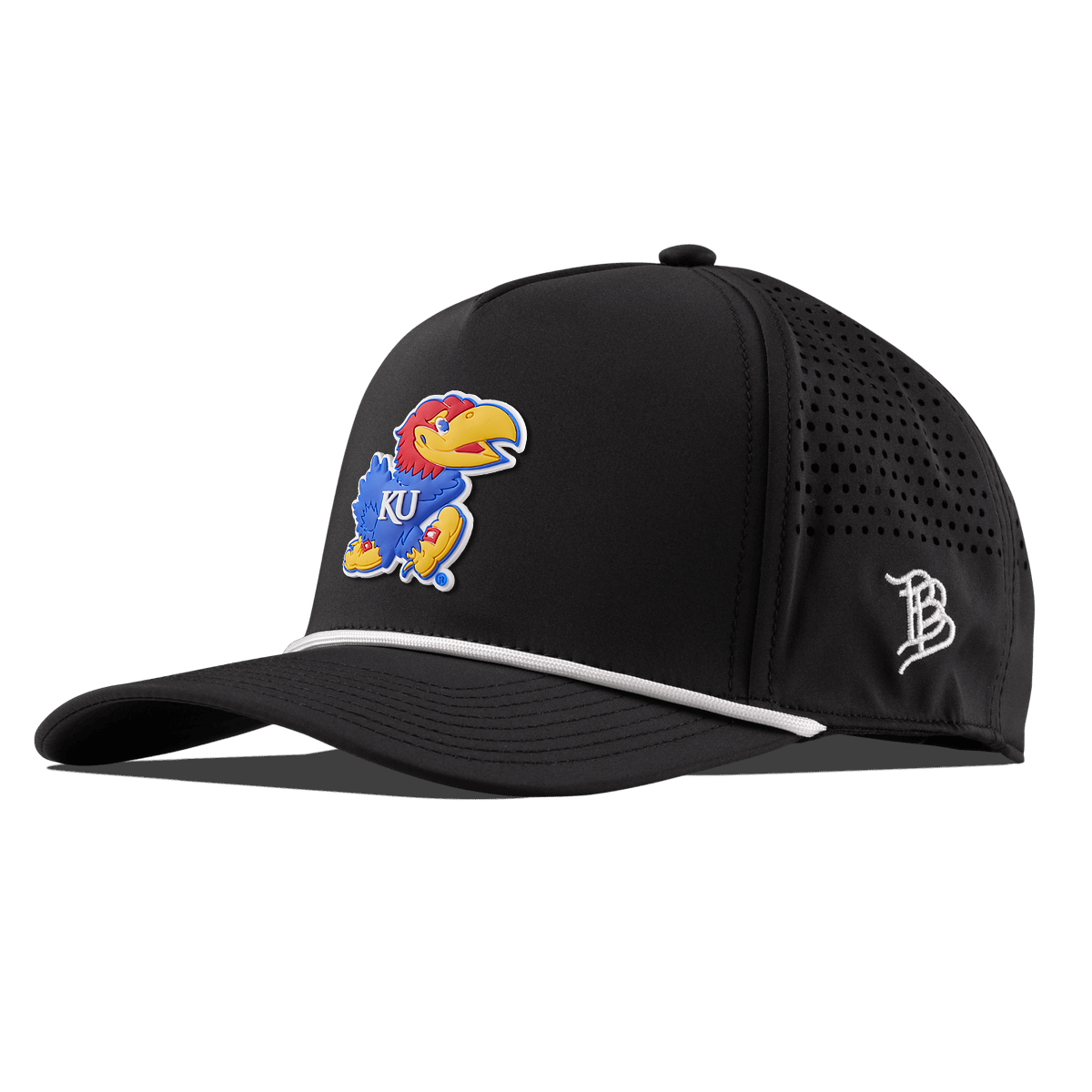 University of Kansas "Rock Chalk Jayhawk" Curved 5 Panel Rope Black/White