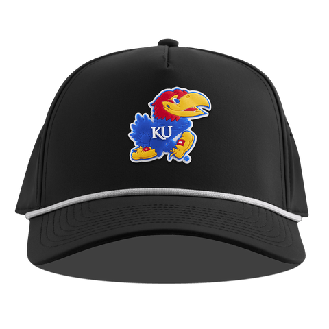 University of Kansas "Rock Chalk Jayhawk" Curved 5 Panel Rope Black