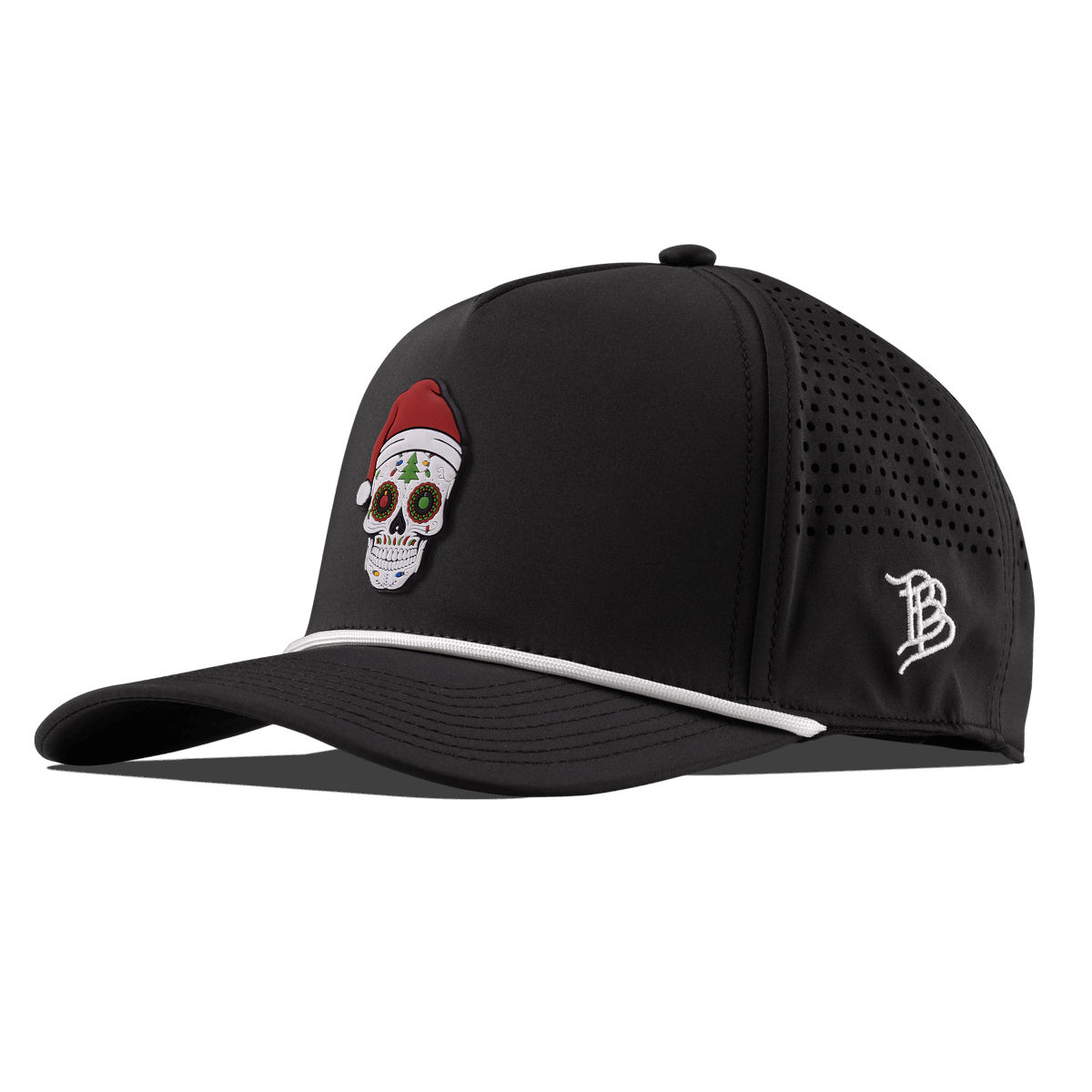 Santa Skull PVC Curved 5 Panel Rope Black/White