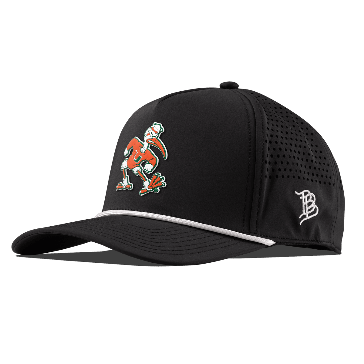 University of Miami "Sebastian the Ibis" Curved 5 Panel Rope Black