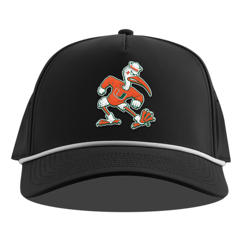University of Miami "Sebastian the Ibis" Curved 5 Panel Rope Black