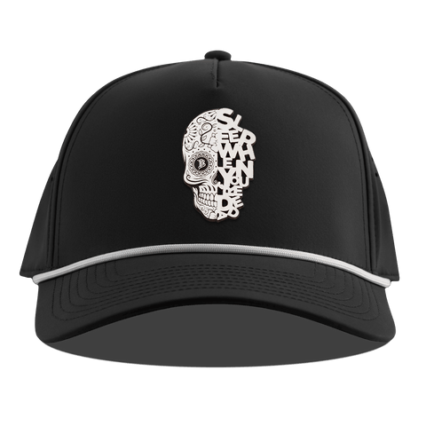 Sleep When You're Dead Skull Curved 5 Panel Rope Black