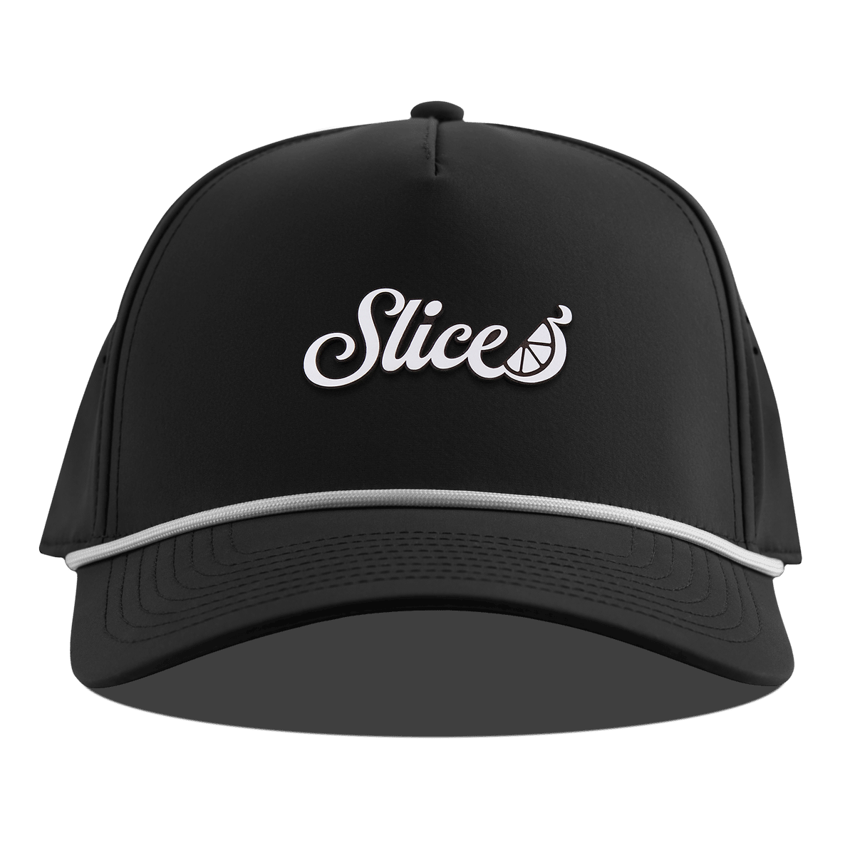 Sliced Script Curved 5 Panel Rope Black