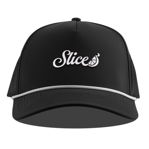 Sliced Script Curved 5 Panel Rope Black