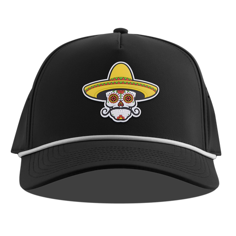 Sombrero Skull PVC Curved 5 Panel Rope Black