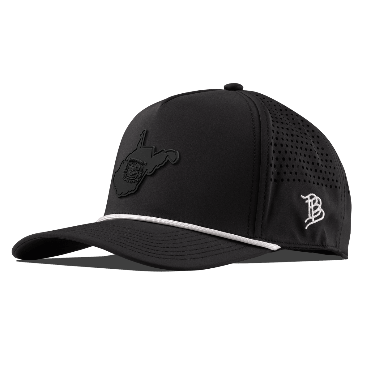 West Virginia Stealth Curved 5 Panel Rope Black/White