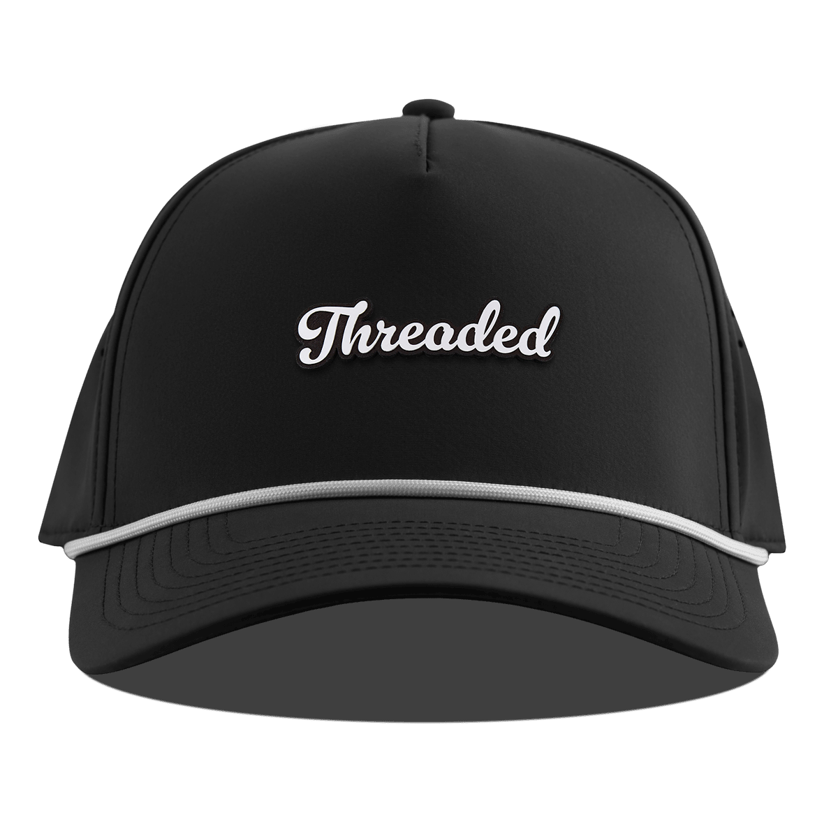 Threaded Script Curved 5 Panel Rope Black