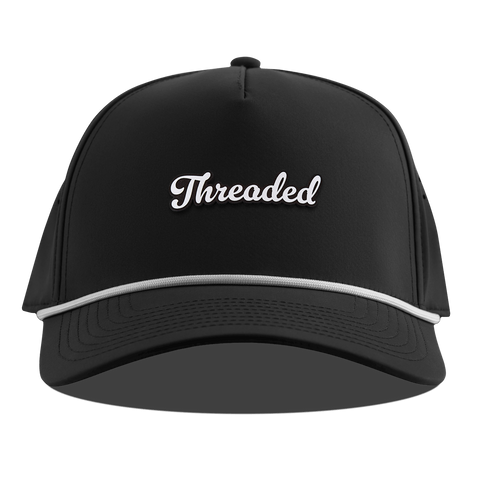 Threaded Script Curved 5 Panel Rope Black