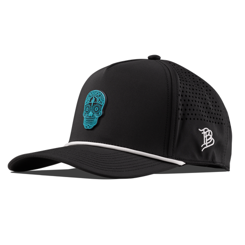 Turquoise Skull PVC Curved 5 Panel Rope Black 
