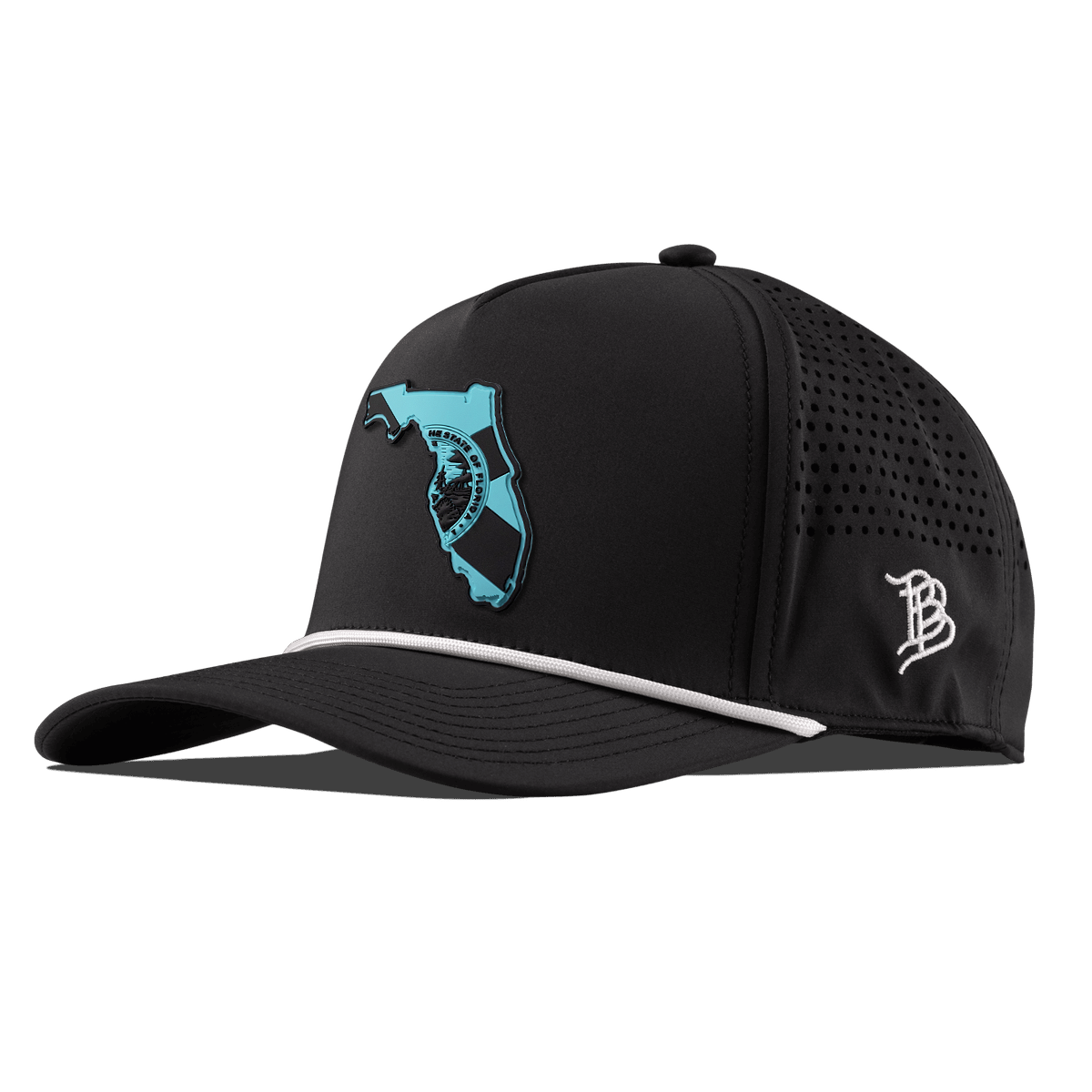 Florida Turquoise Curved 5 Panel Rope Black/White